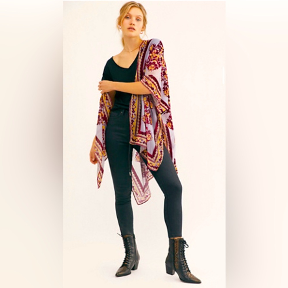 Free People Muse Burn Out Velvet Kimono
